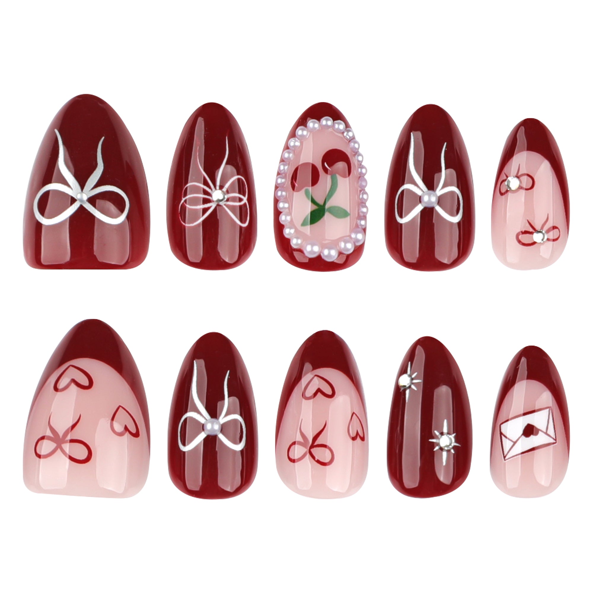 Cherry Bow Romance Press-On Nails