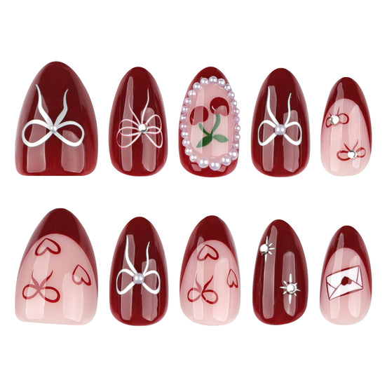 Cherry Bow Romance Press-On Nails