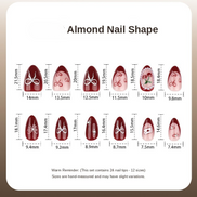Crimson Rose & Silver Bow Press-On Nails