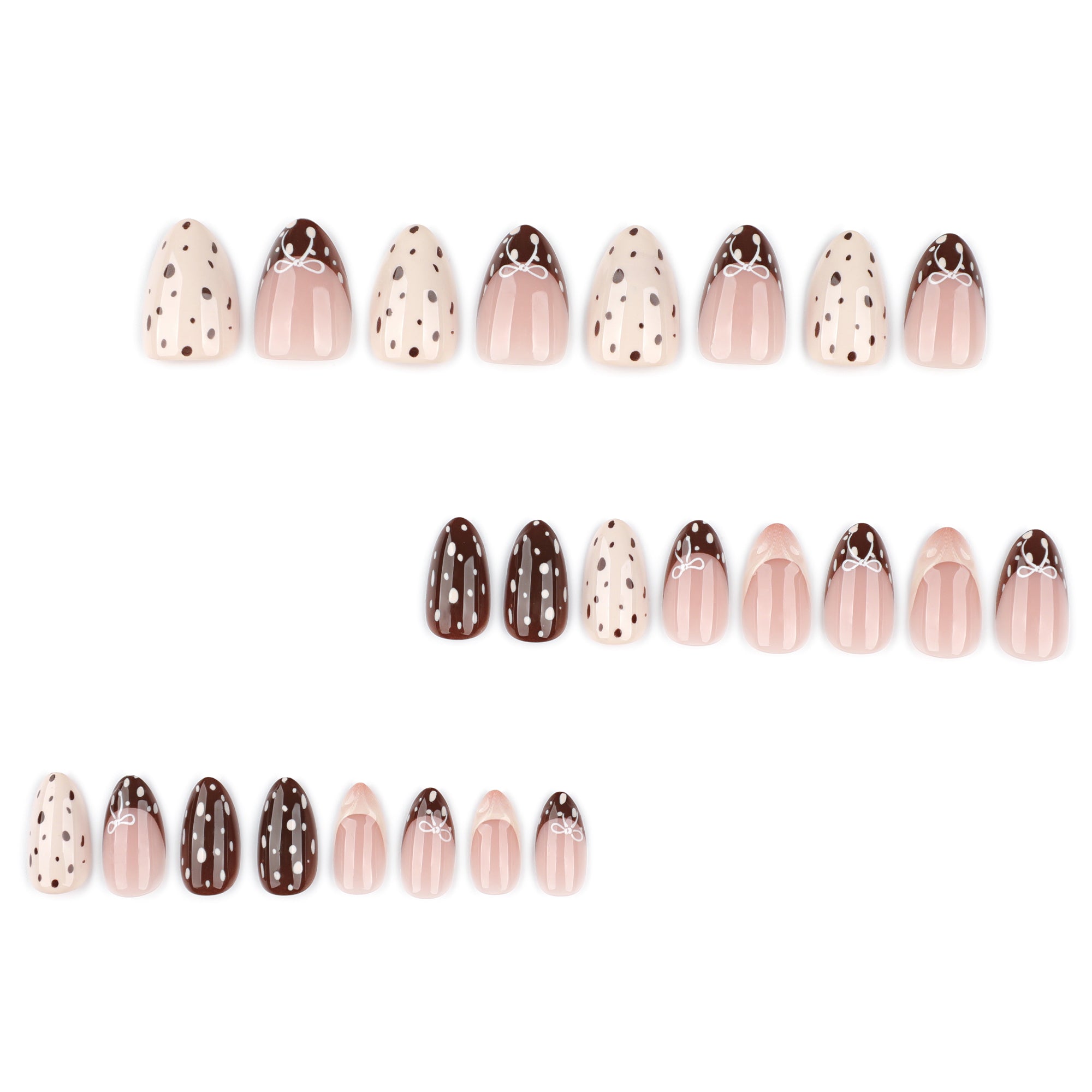 Chocolate & Cream Polka Mix Press-On Nails