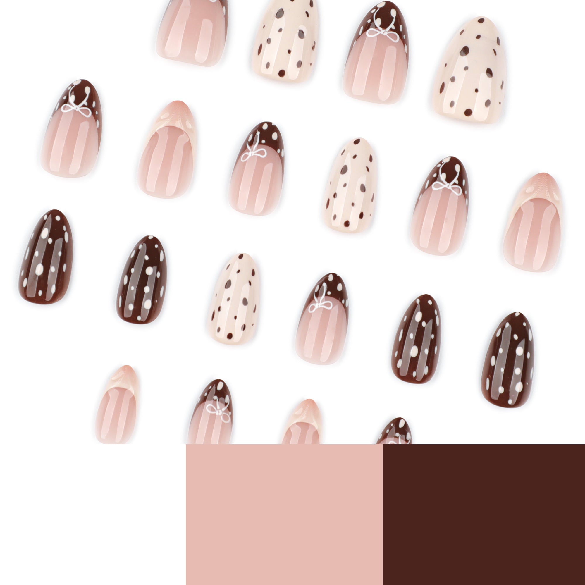 Chocolate & Cream Polka Mix Press-On Nails