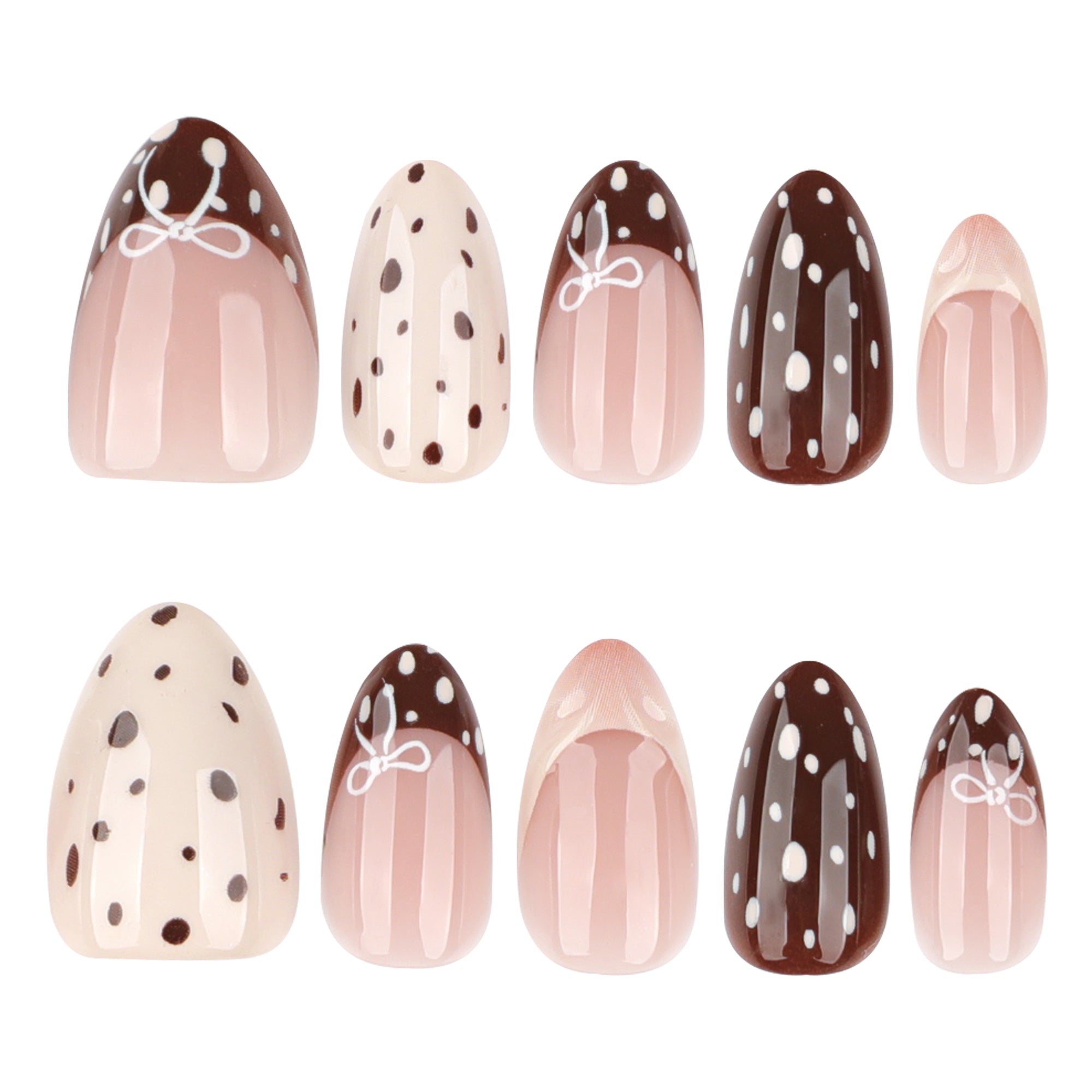 Chocolate Polka Mix Press-On Nails
