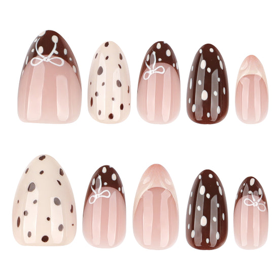 Chocolate Polka Mix Press-On Nails