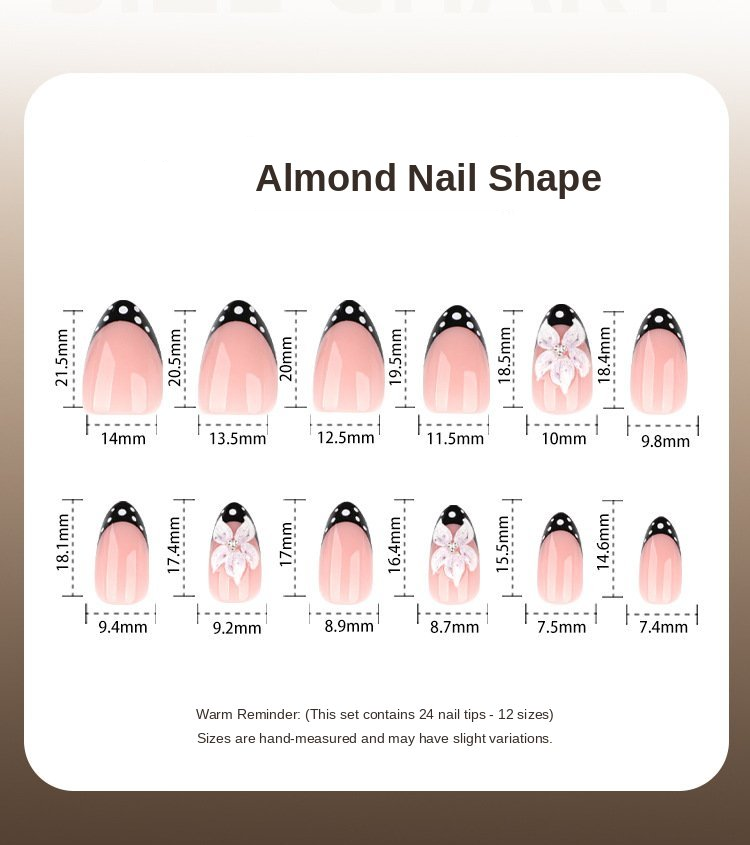 Black Floral Accent Press-On Nails