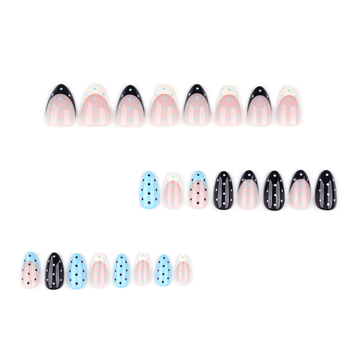 Blue Polka Mix Press-On Nails