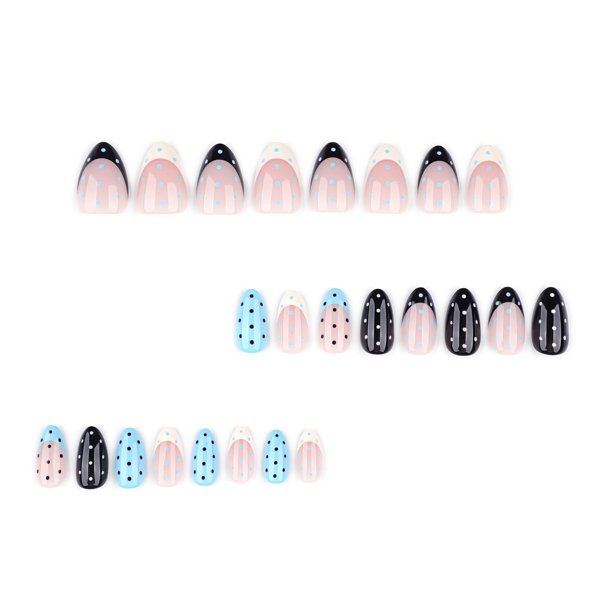 Blue Polka Mix Press-On Nails