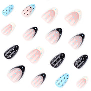 Blue Polka Mix Press-On Nails
