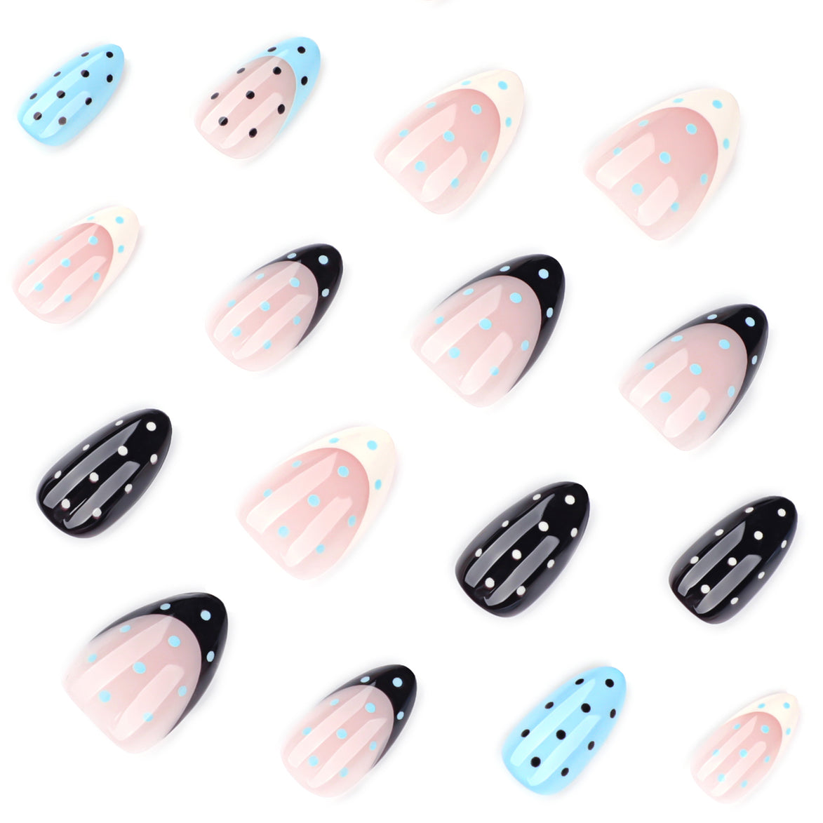 Blue Polka Mix Press-On Nails