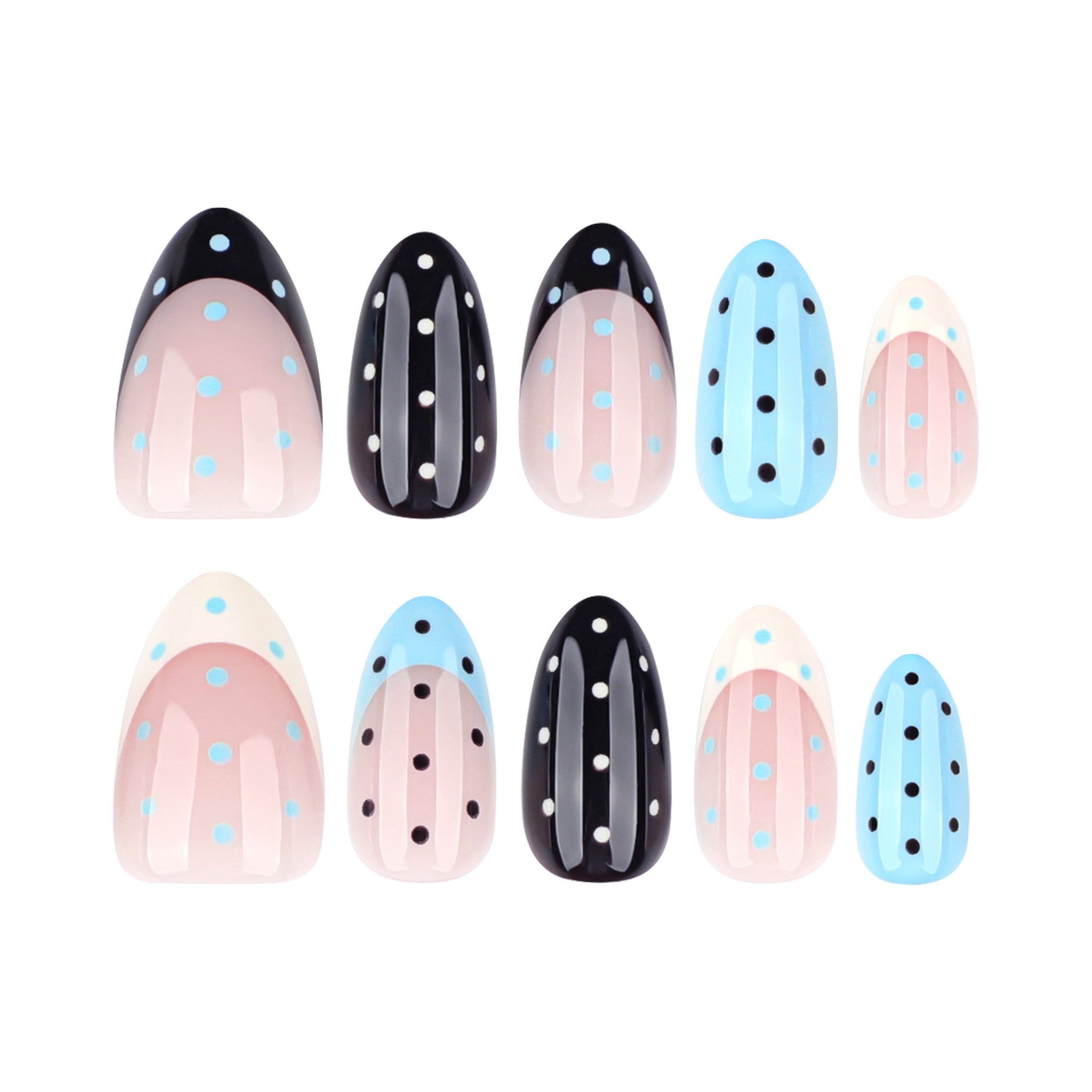 Blue Polka Mix Press-On Nails