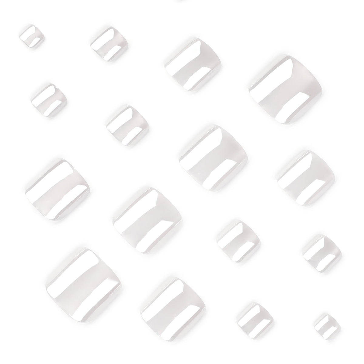 Pearl White Glossy Press-On Toenails