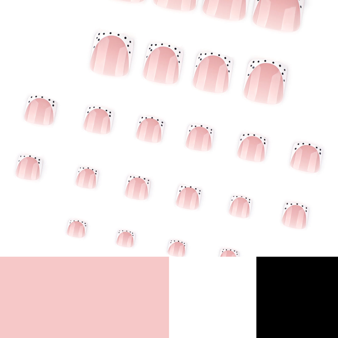 Black Polka Dot French Tip Press-On Toenails