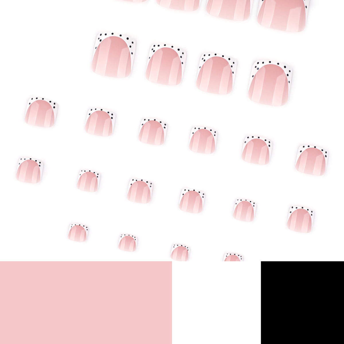 Black Polka Dot French Tip Press-On Toenails