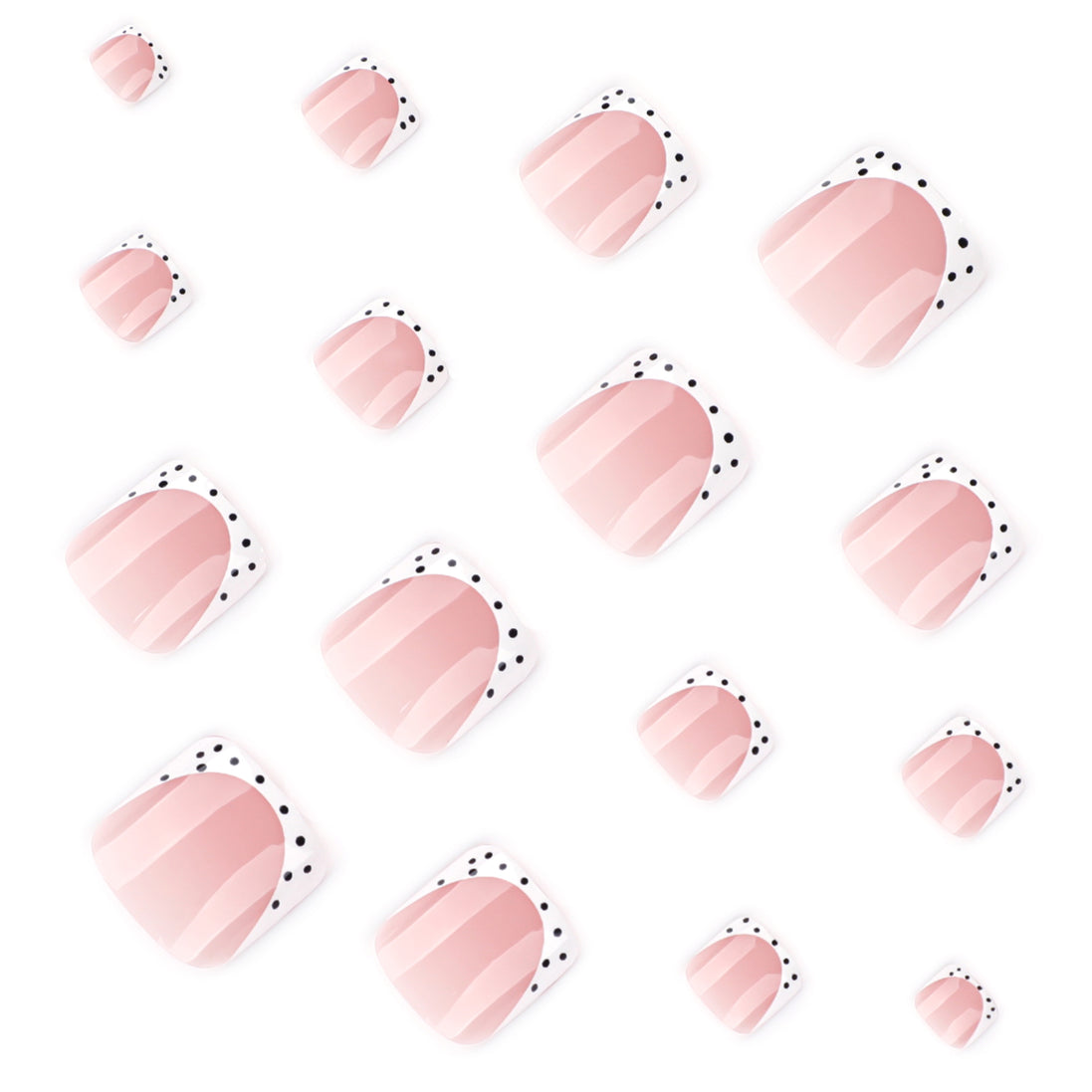 Black Polka Dot French Tip Press-On Toenails