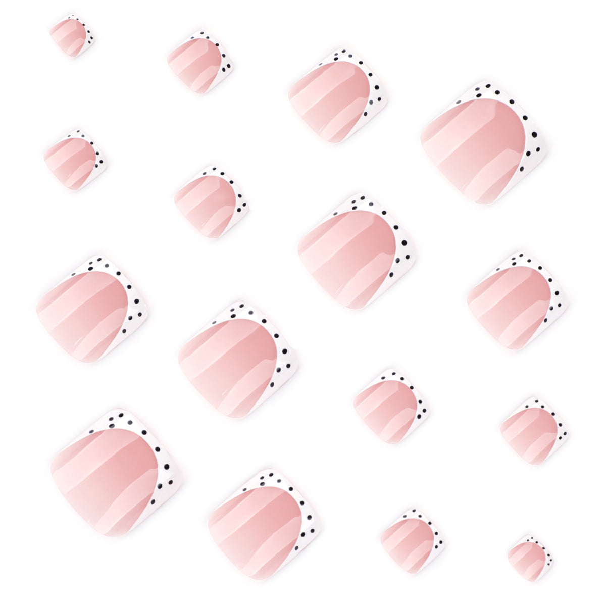 Black Polka Dot French Tip Press-On Toenails