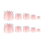 Black Polka Dot French Tip Press-On Toenails