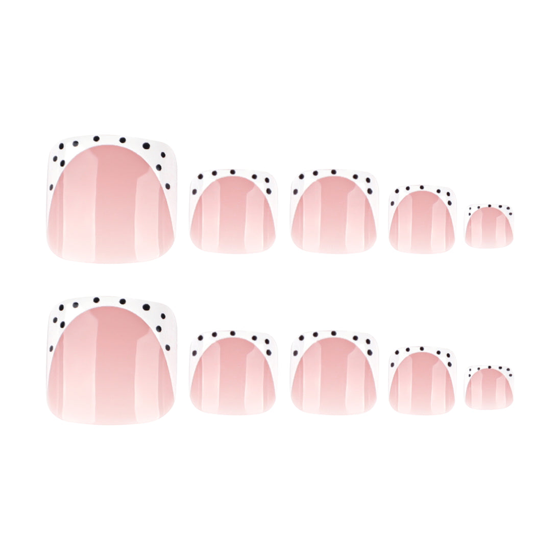 Black Polka Dot French Tip Press-On Toenails