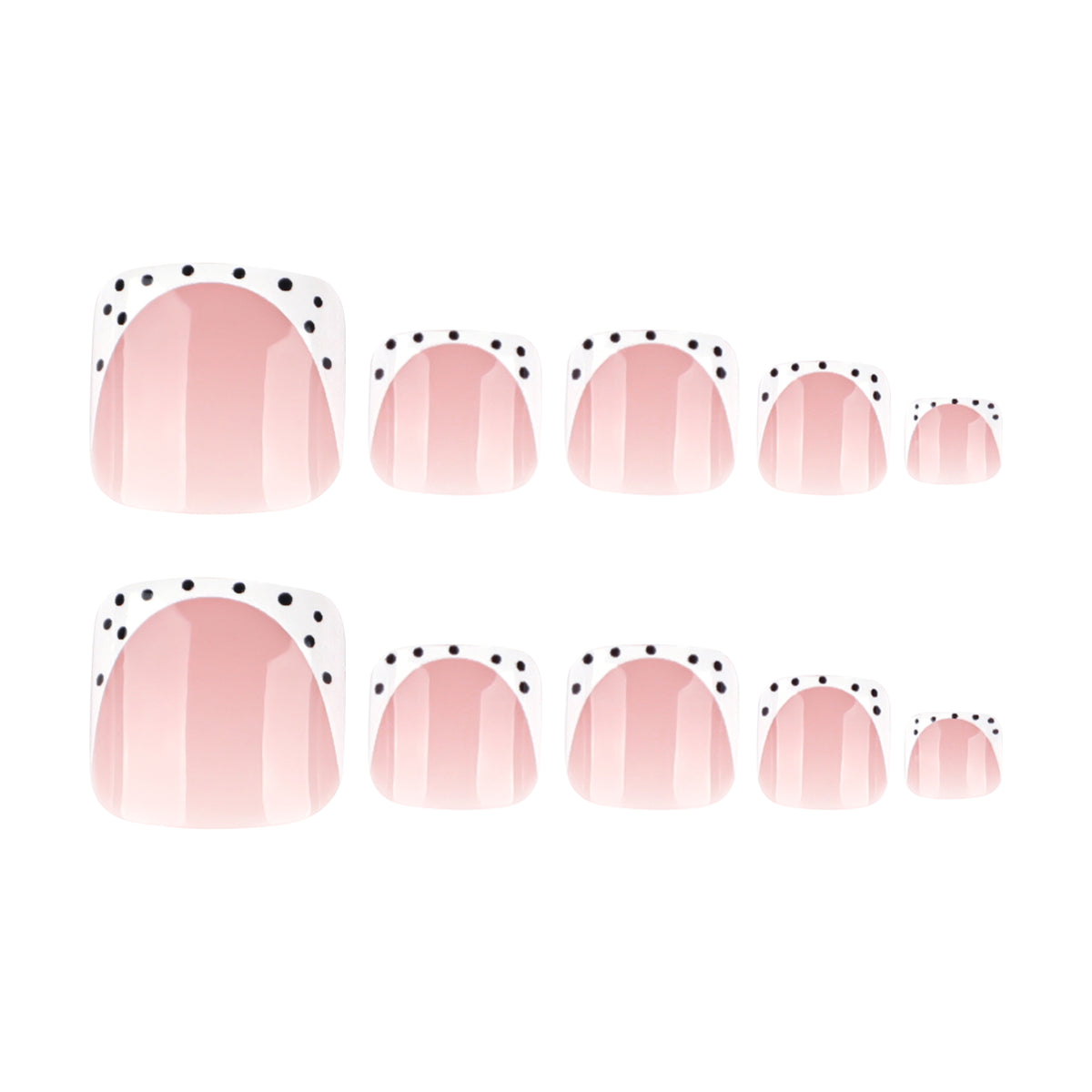 Black Polka Dot French Tip Press-On Toenails