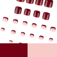 Wine Gloss Pink French Tip Mix Press-On Toenails