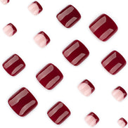 Wine Gloss Pink French Tip Mix Press-On Toenails