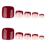 Wine Gloss Pink French Tip Mix Press-On Toenails
