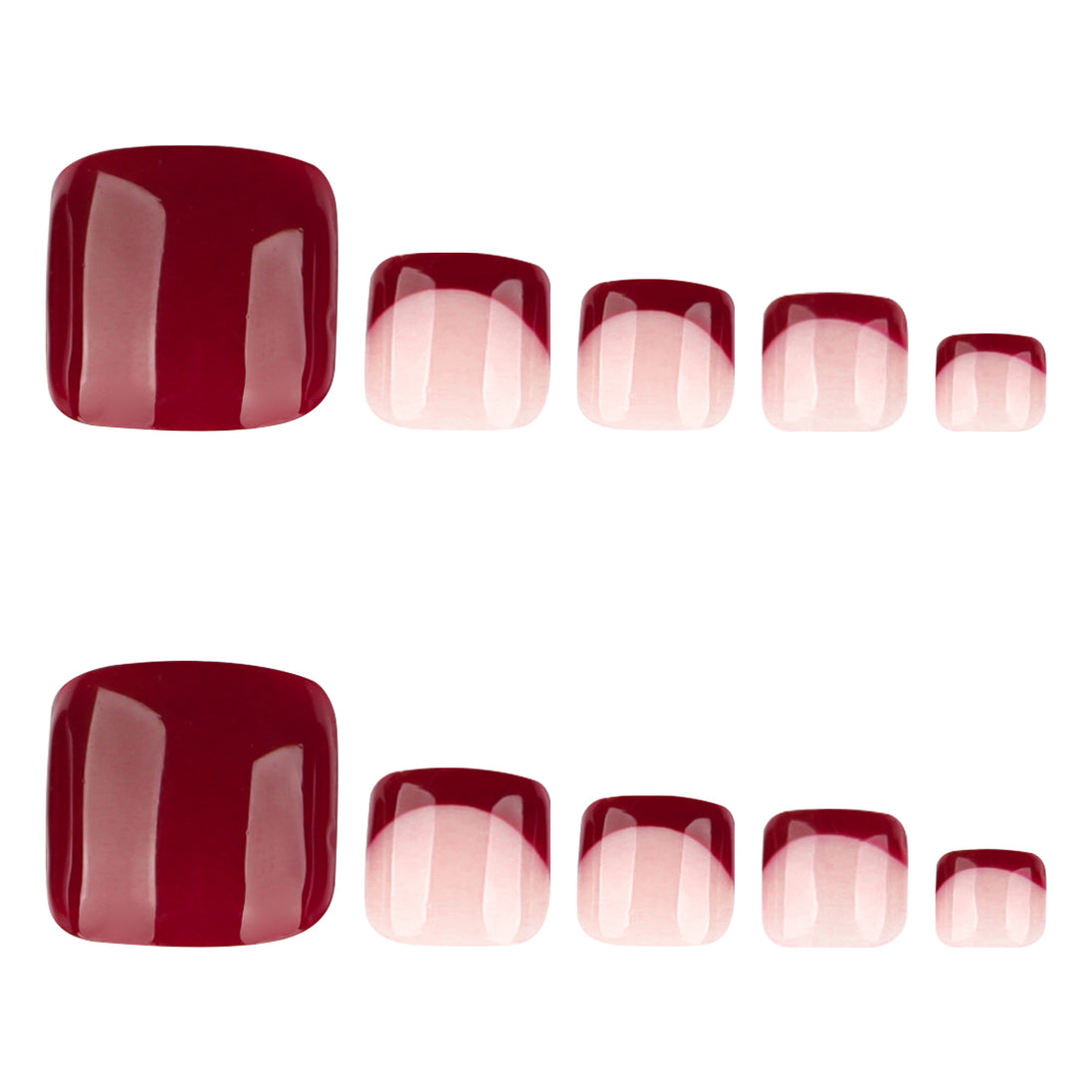 Wine Gloss Pink French Tip Mix Press-On Toenails