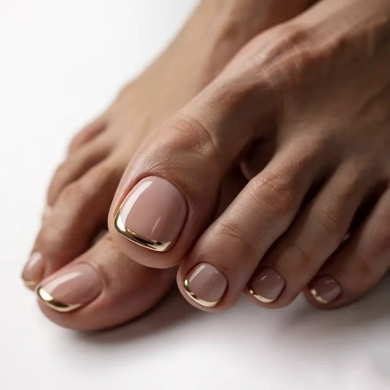 Fine Gold French Tip Press-On Toenails