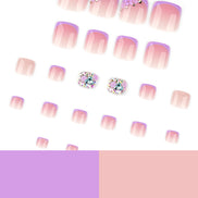 Lavender Floral French Tip Press-On Toenails