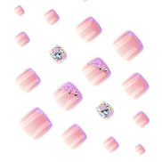 Lavender Floral French Tip Press-On Toenails