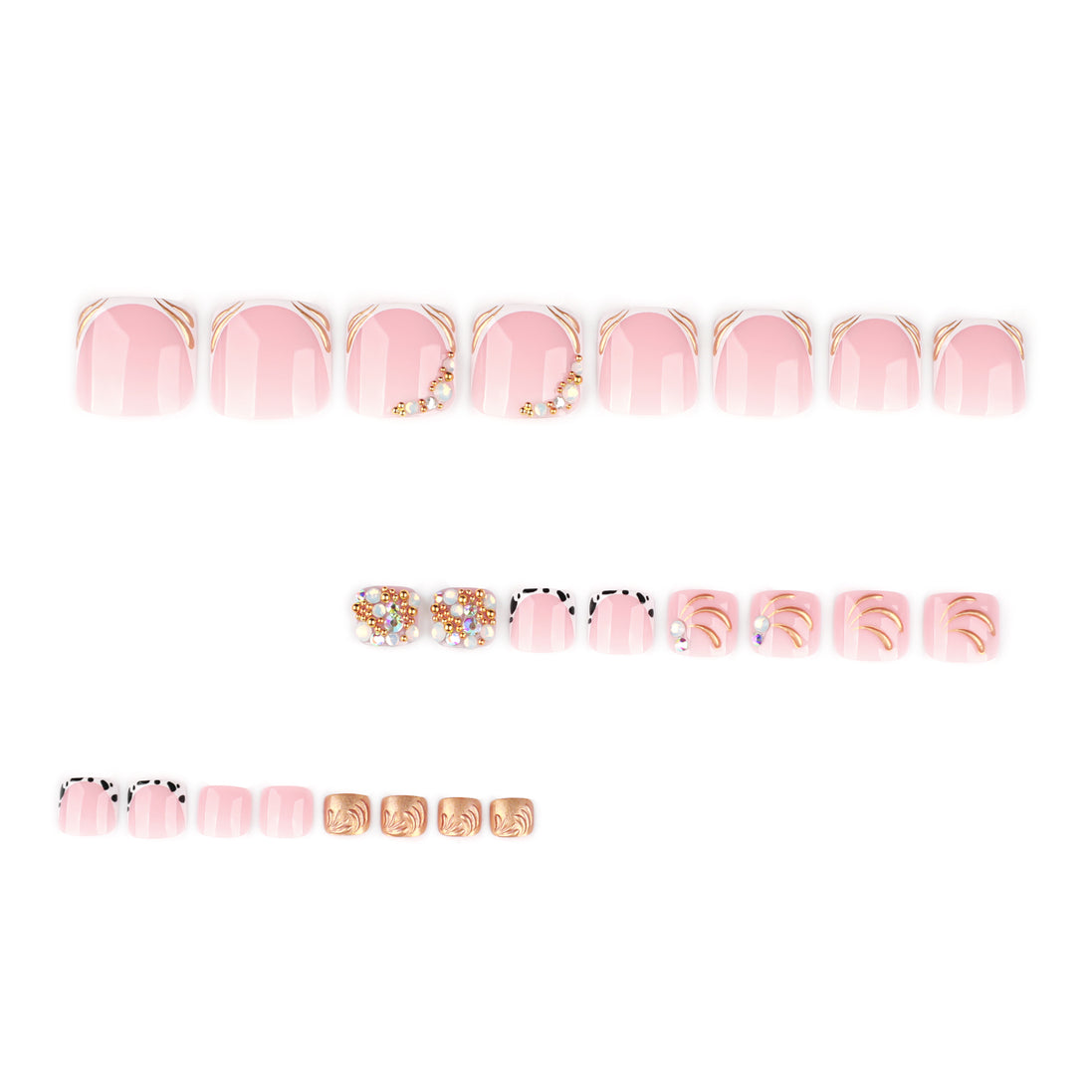 Gold Wire French Tip Press-On Toenails