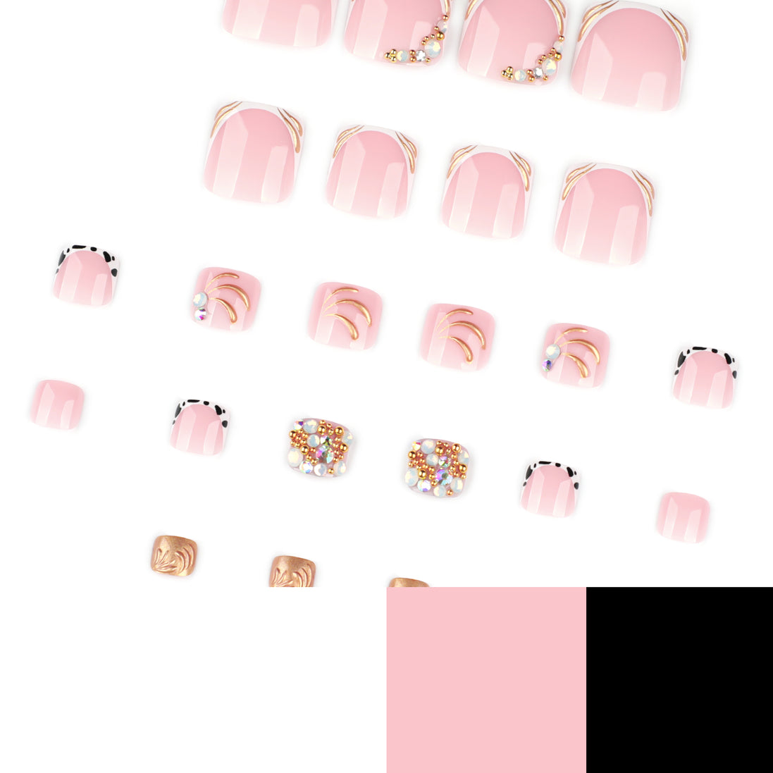 Gold Wire French Tip Press-On Toenails