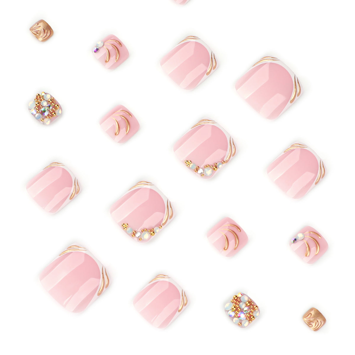 Gold Wire French Tip Press-On Toenails