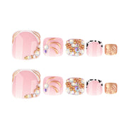 Gold Wire French Tip Press-On Toenails