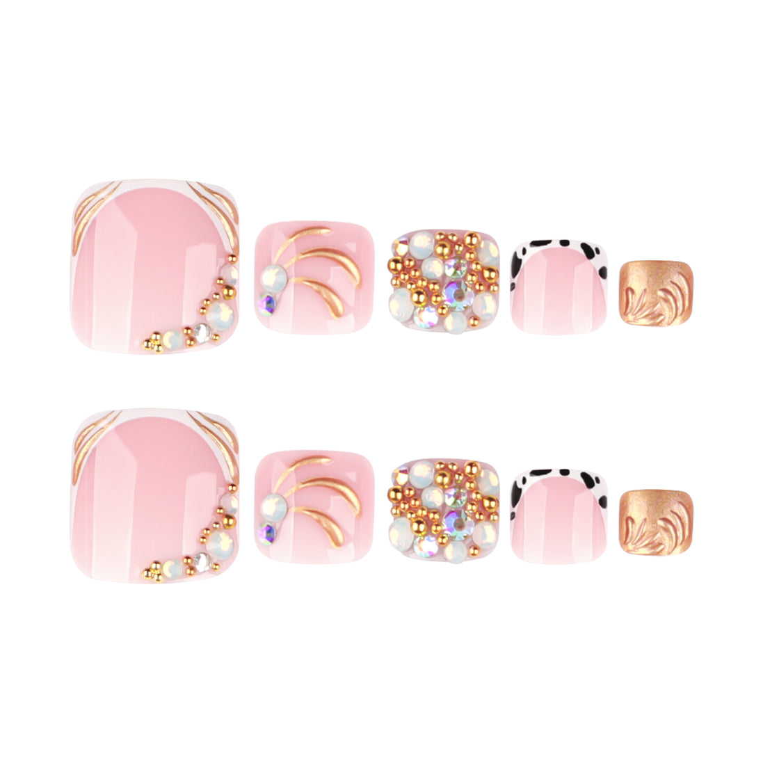 Gold Wire French Tip Press-On Toenails