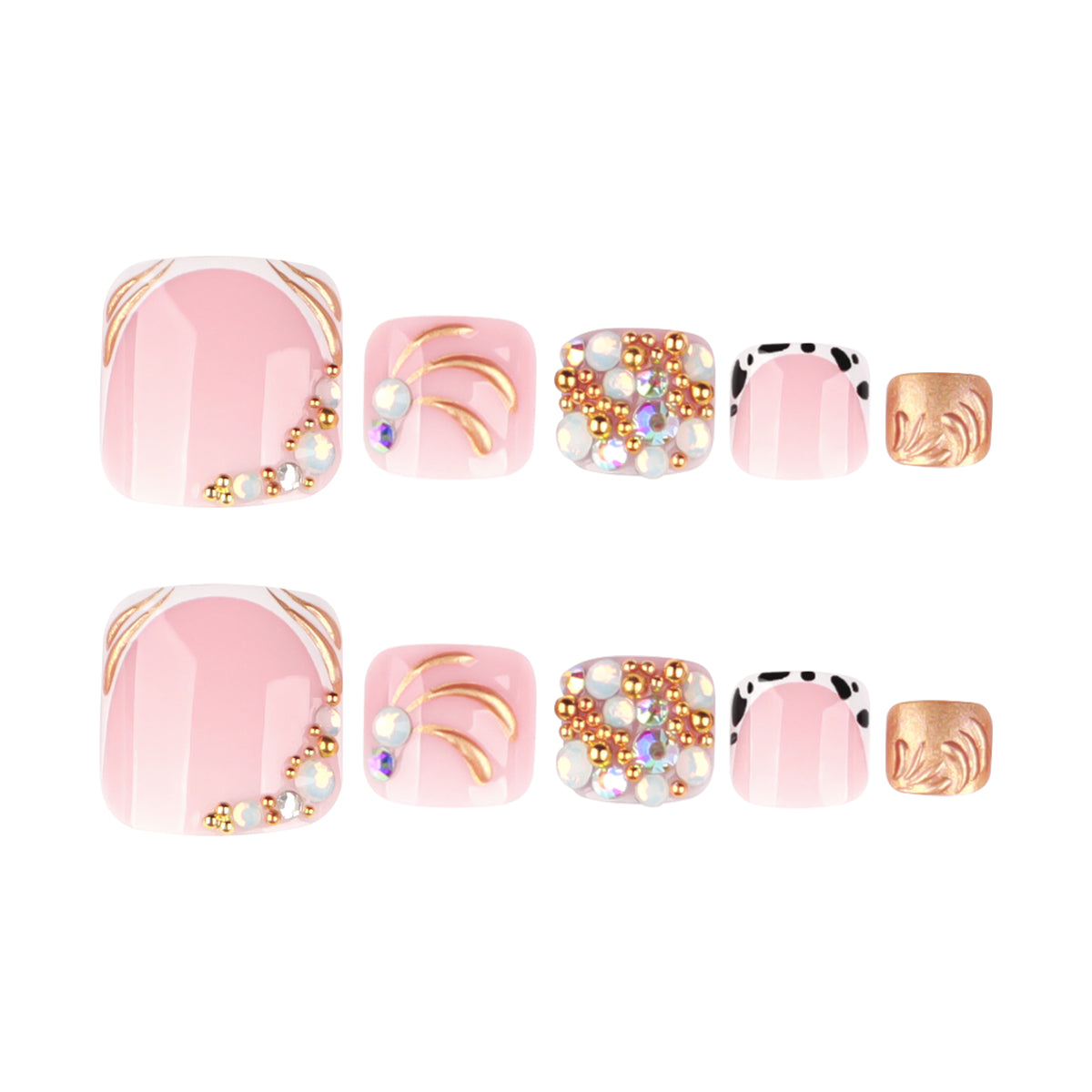 Gold Wire French Tip Press-On Toenails