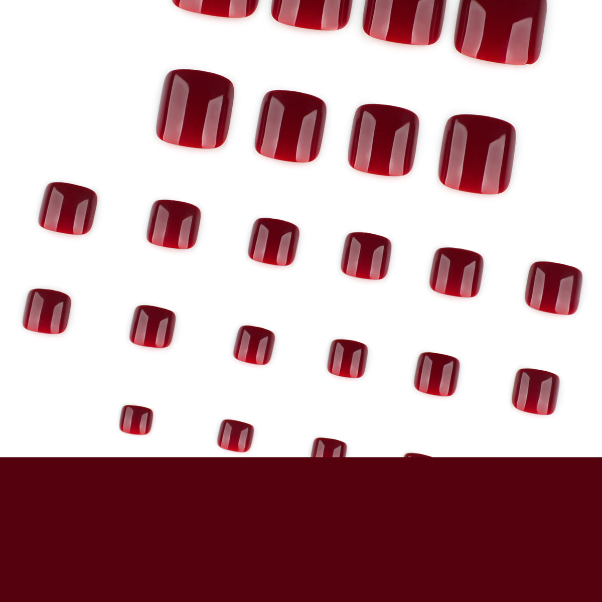 Glossy Wine Red Press-On Toenails