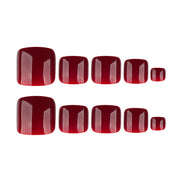 Glossy Wine Red Press-On Toenails
