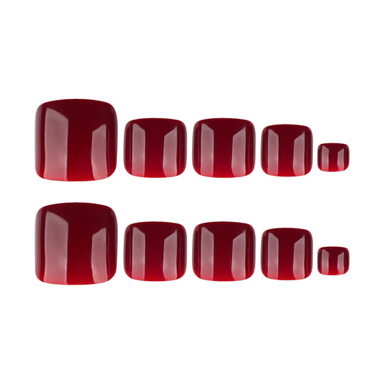 Glossy Wine Red Press-On Toenails