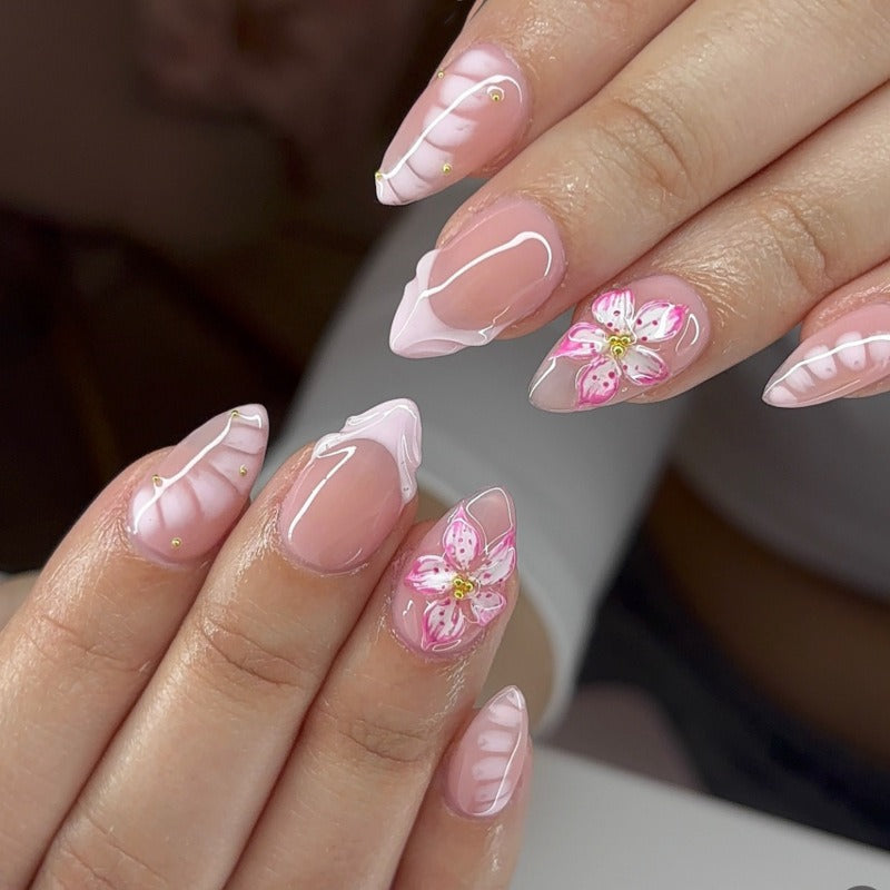 Soft Pink Floral Bloom Press-On Nails