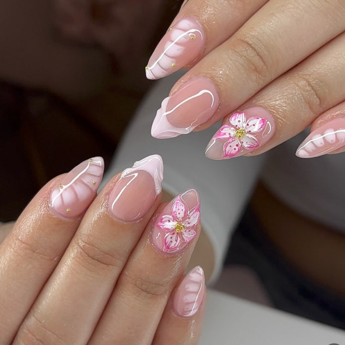 Soft Pink Floral Bloom Press-On Nails