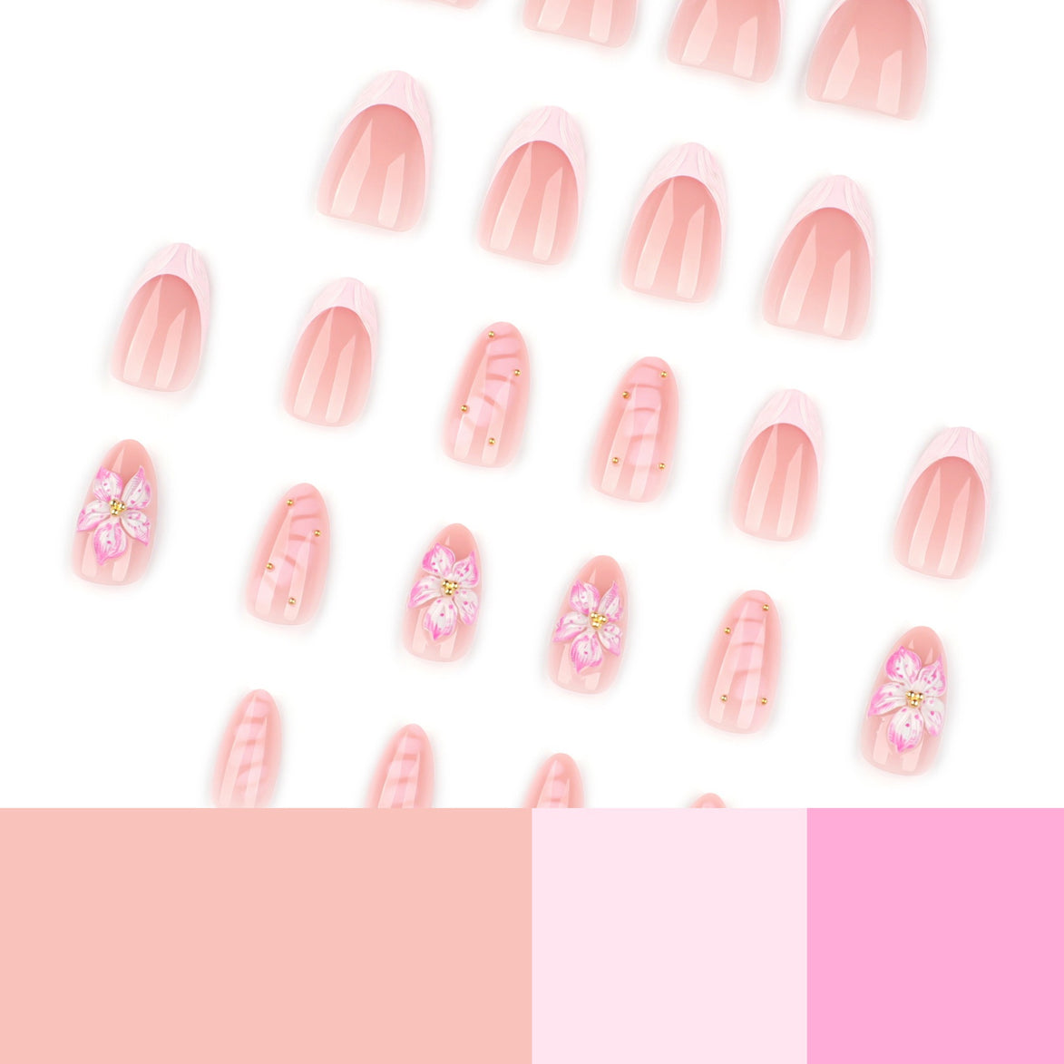 Soft Pink Floral Bloom Press-On Nails