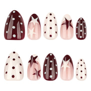 Burgundy Star Mix Press-On Nails