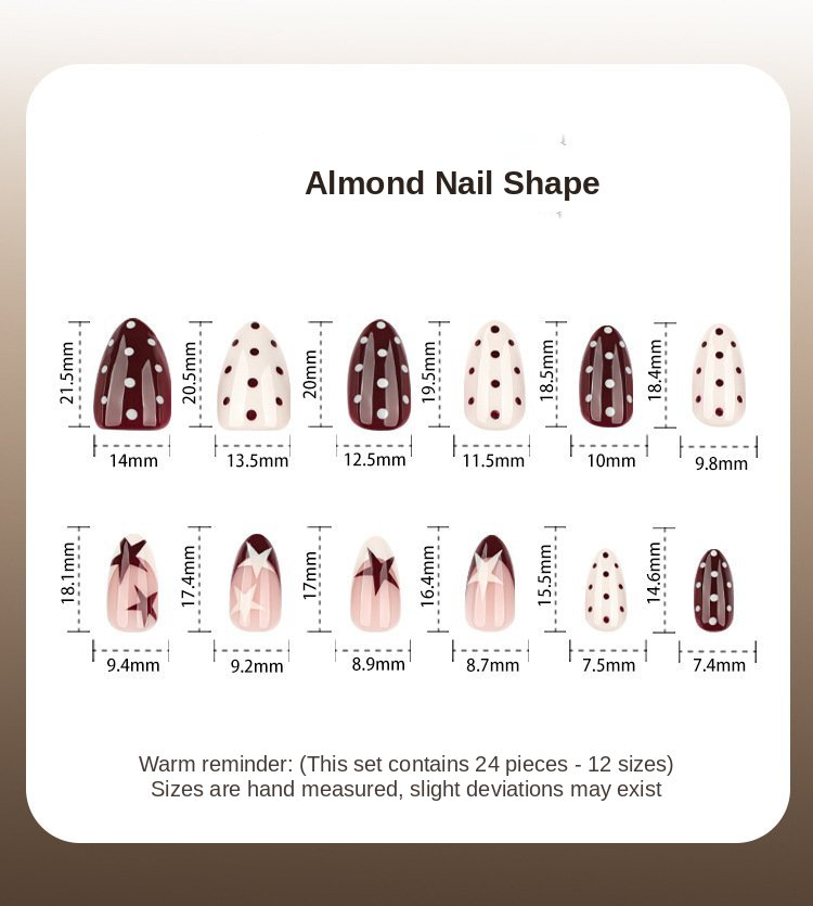 Burgundy Star Mix Press-On Nails