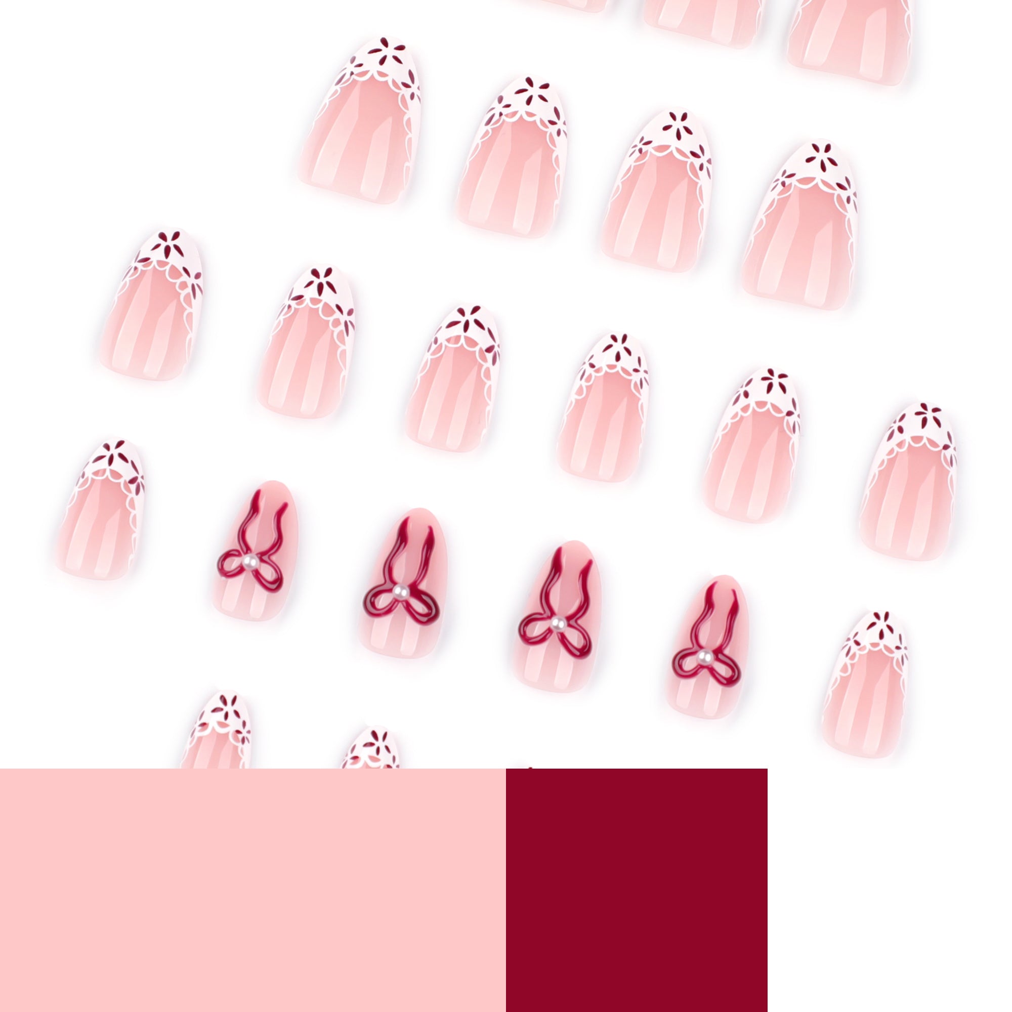 Lace Detail Pink Press-On Nails