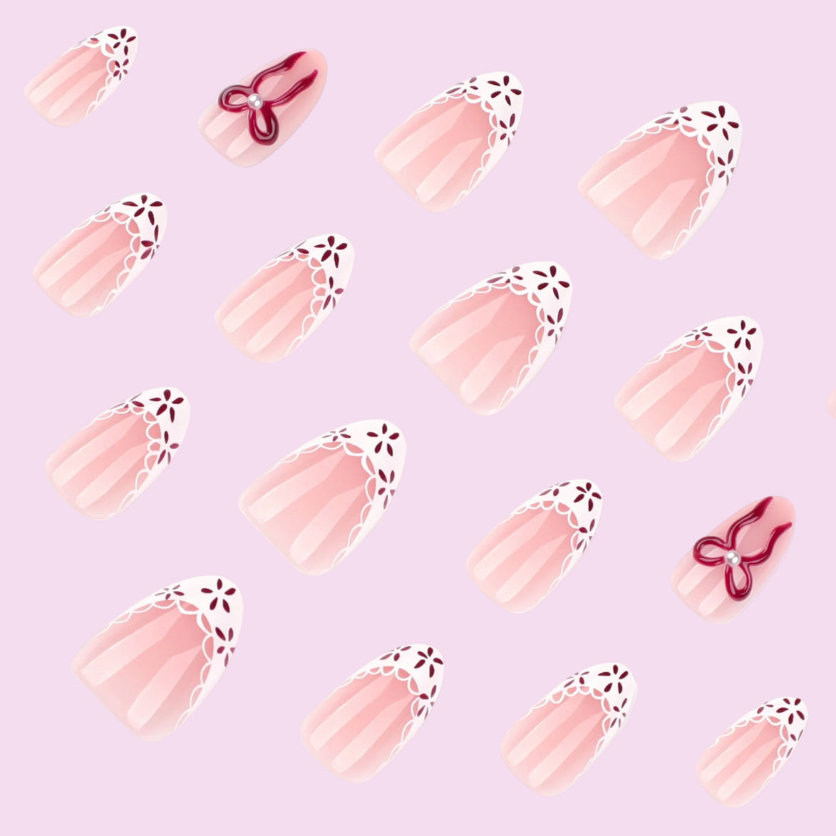 Lace Detail Pink Press-On Nails