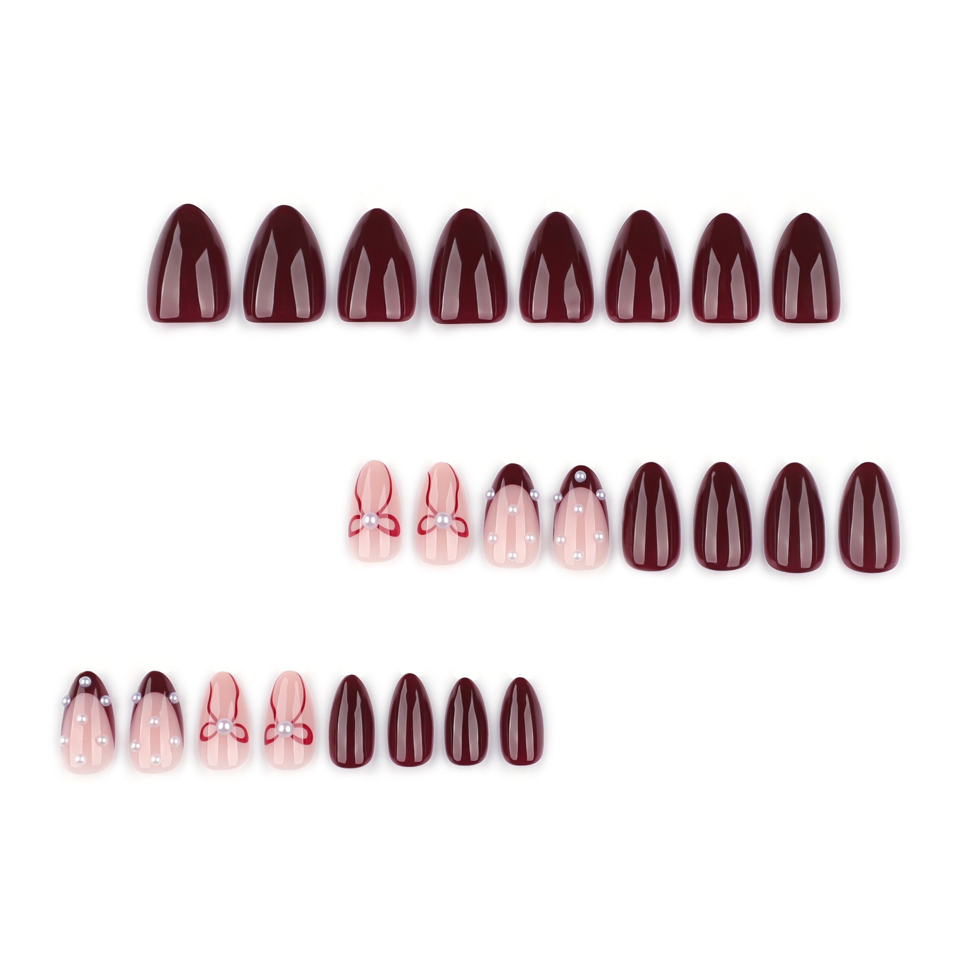 Burgundy Pearl Accent Press-On Nails