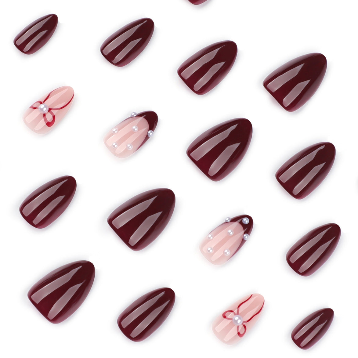Burgundy Pearl Accent Press-On Nails