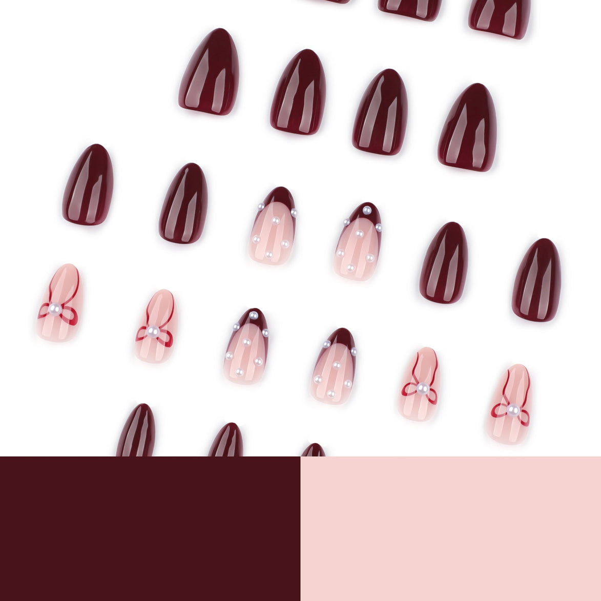 Burgundy Pearl Accent Press-On Nails