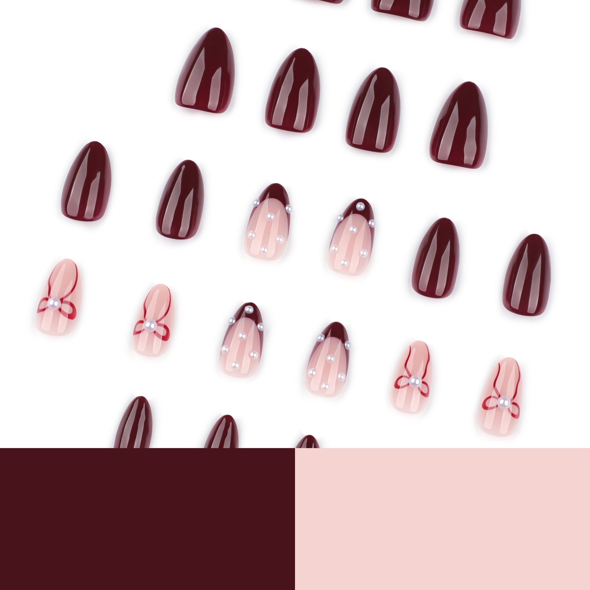 Burgundy Pearl Accent Press-On Nails