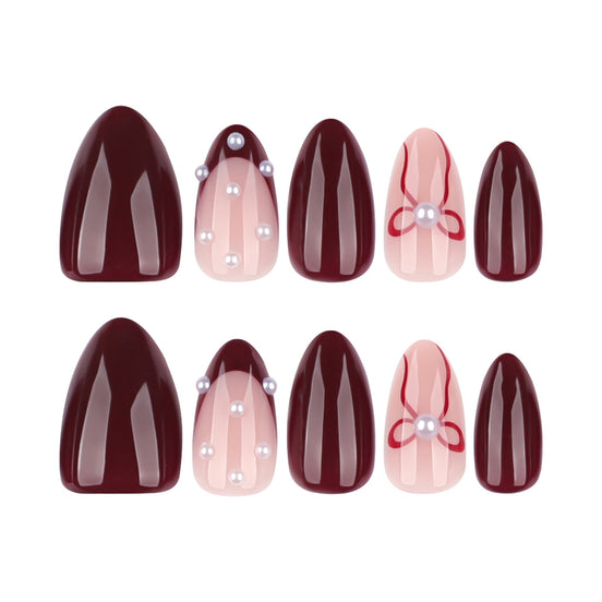 Burgundy Pearl Accent Press-On Nails