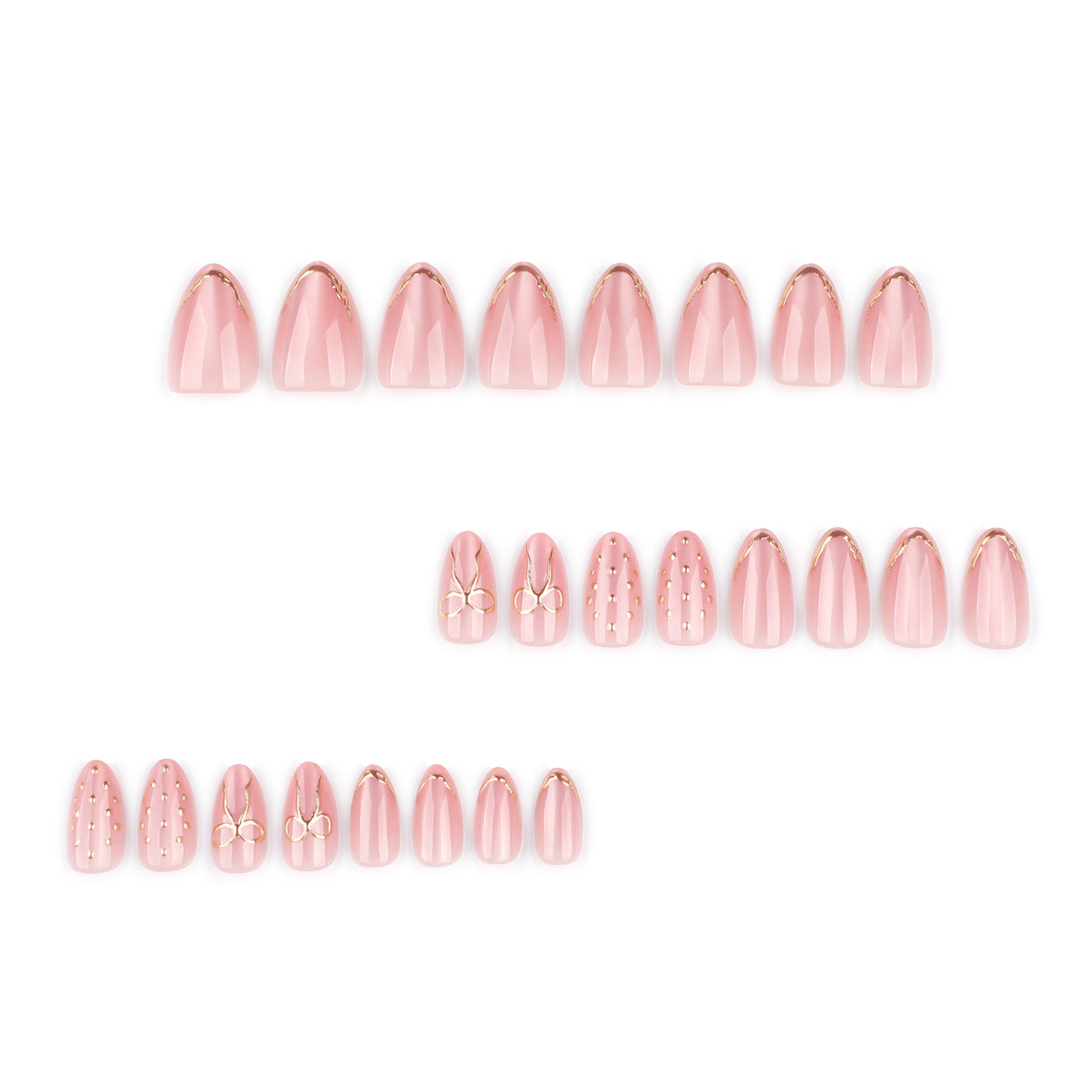 Gold Accent Nude Press-On Nails